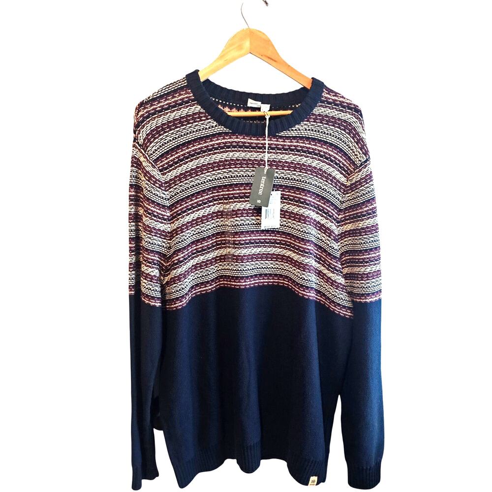 Tentree Kepler Knit Sweater Men XXL Blue Organic Preppy Grandpa Thick Warm NWT